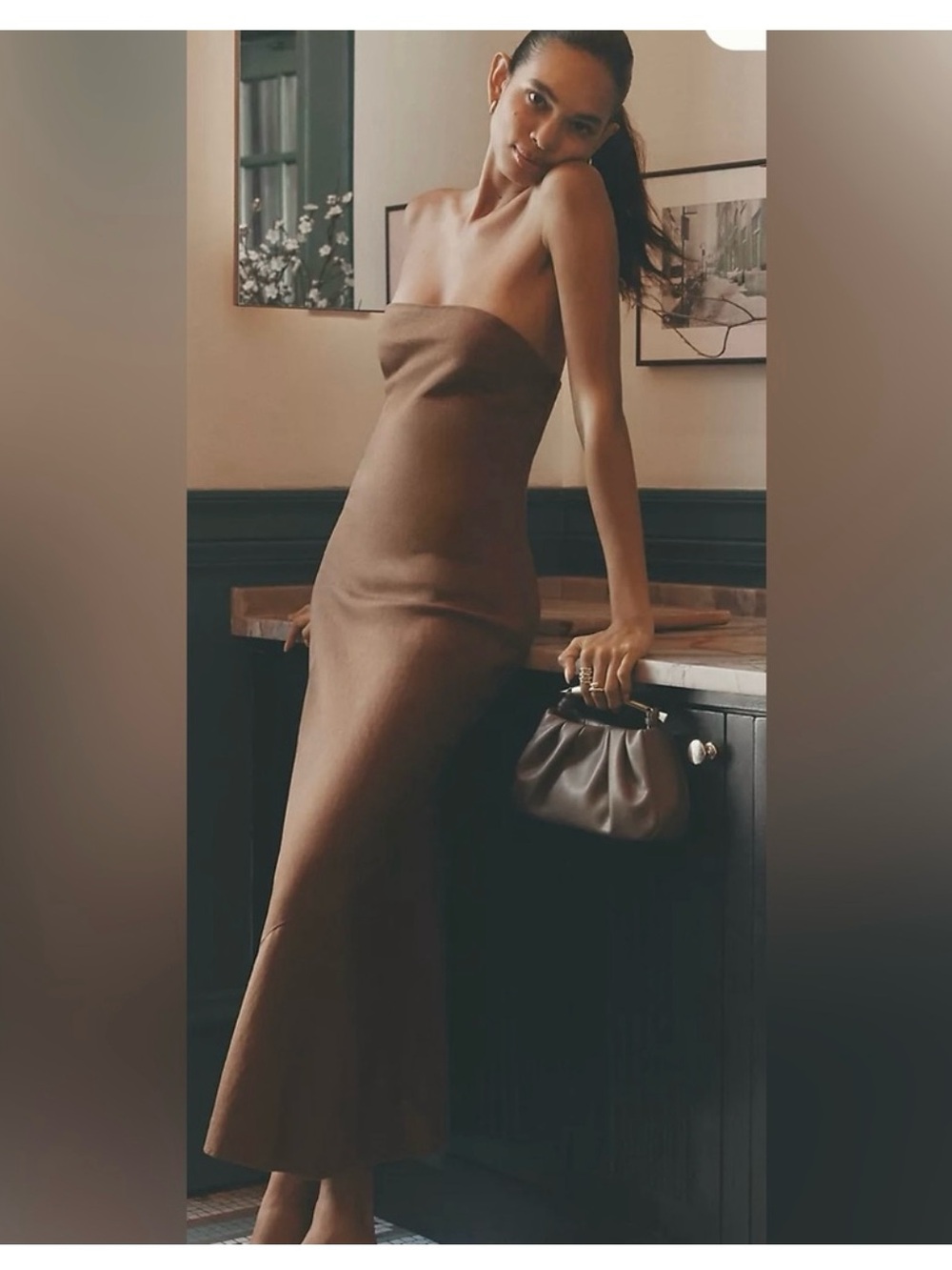 Anthropologie Brown Slip Dress (Size Medium) - Picture 6 of 7